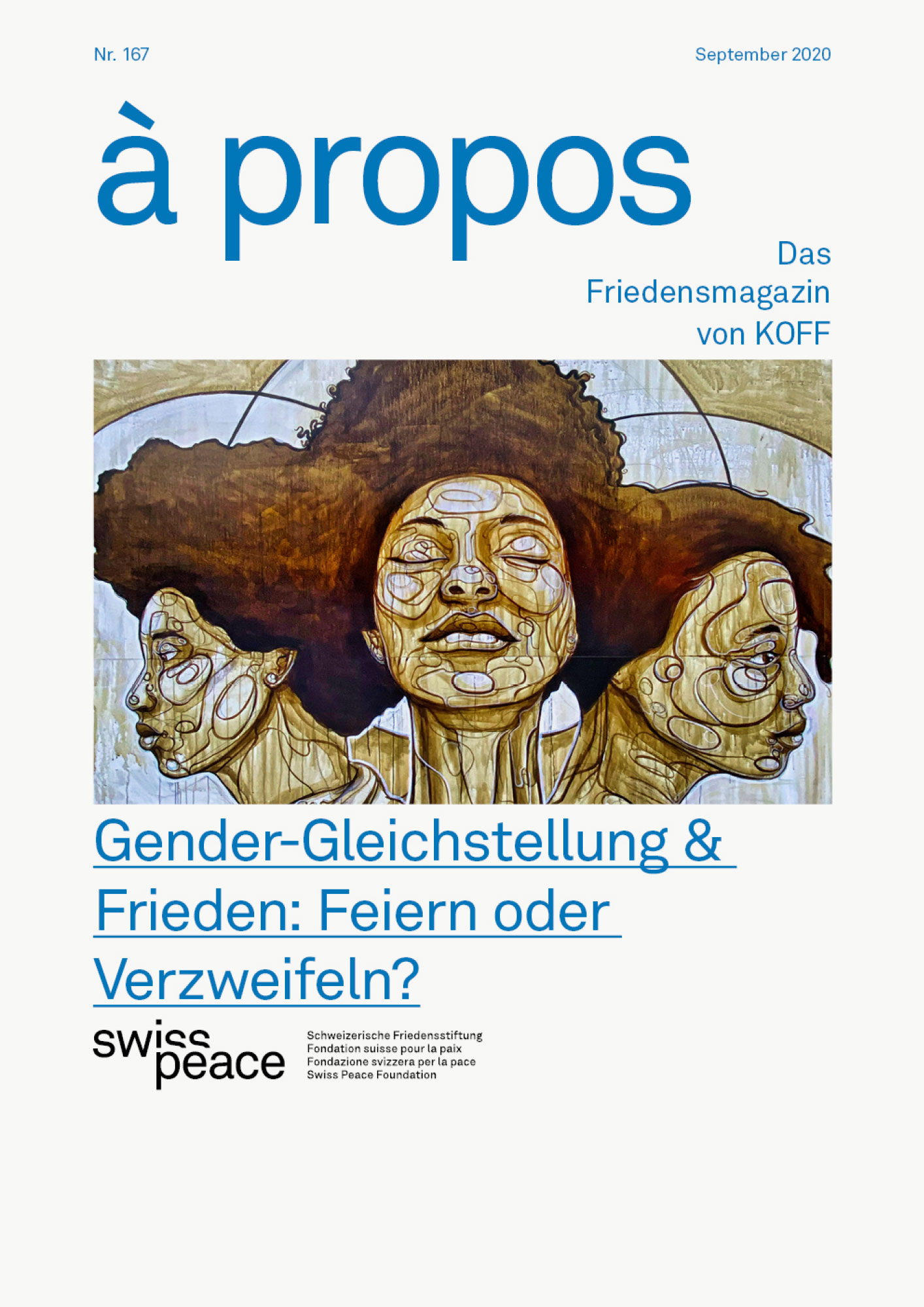 Cover des Magazins à propos mit einer Illustration dreier Frauen