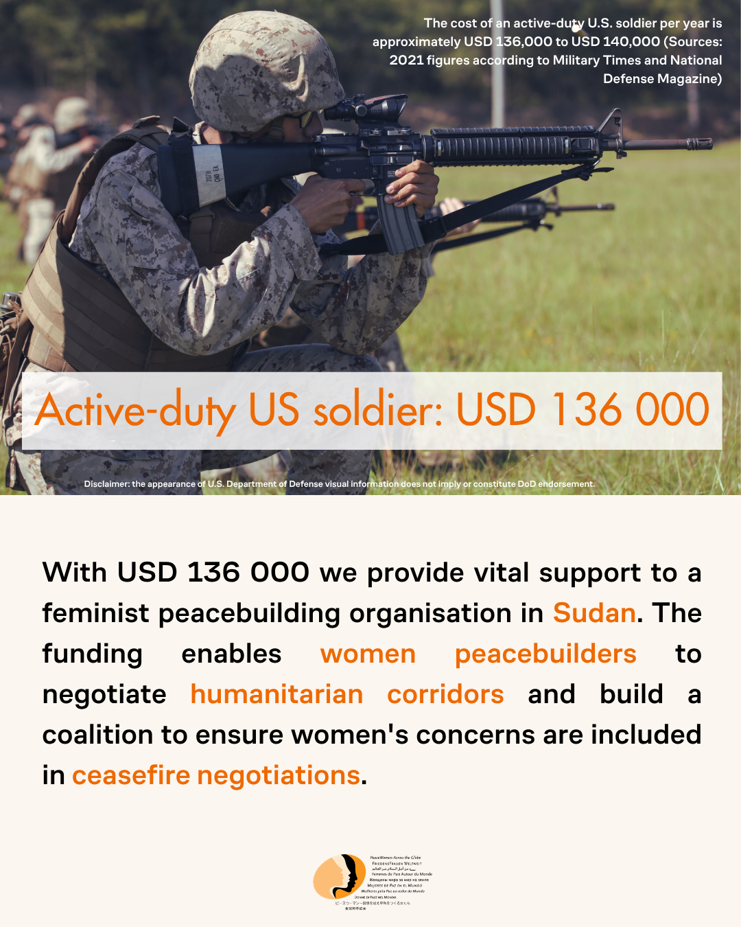 Fund peace, not war: US soldier
