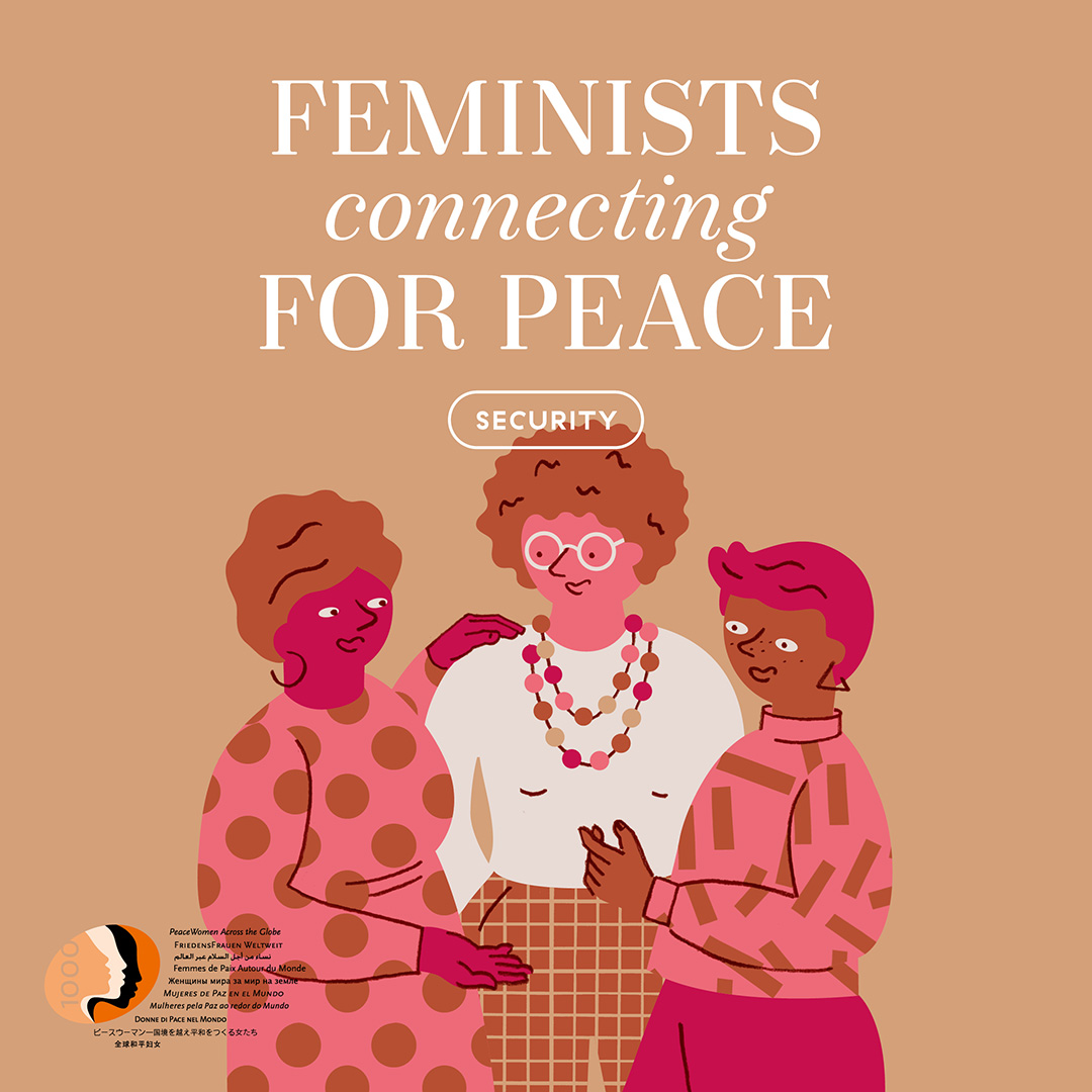 The colourful cover of the magazine shows three women standing close together and the word security